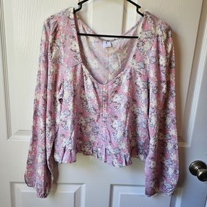 Abound Pink Floral Top Sz XL